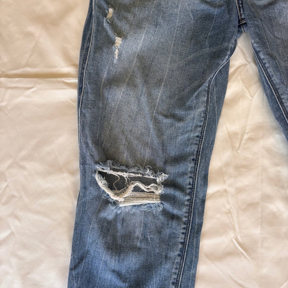 PinkBlush Maternity Distressed Boyfriend Jeans Blue Size 28 Full Belly Band - Picture 3 of 7